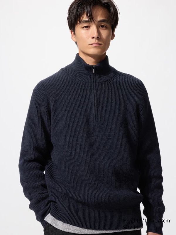quarter zip trui uniqlo donkerblauw 49 euro hype