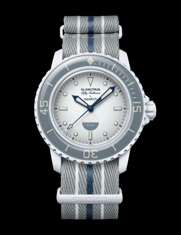 swatch blancpain horloges zuidelijke oceaan grijs-wit bioceramic scuba nieuw hype horloge