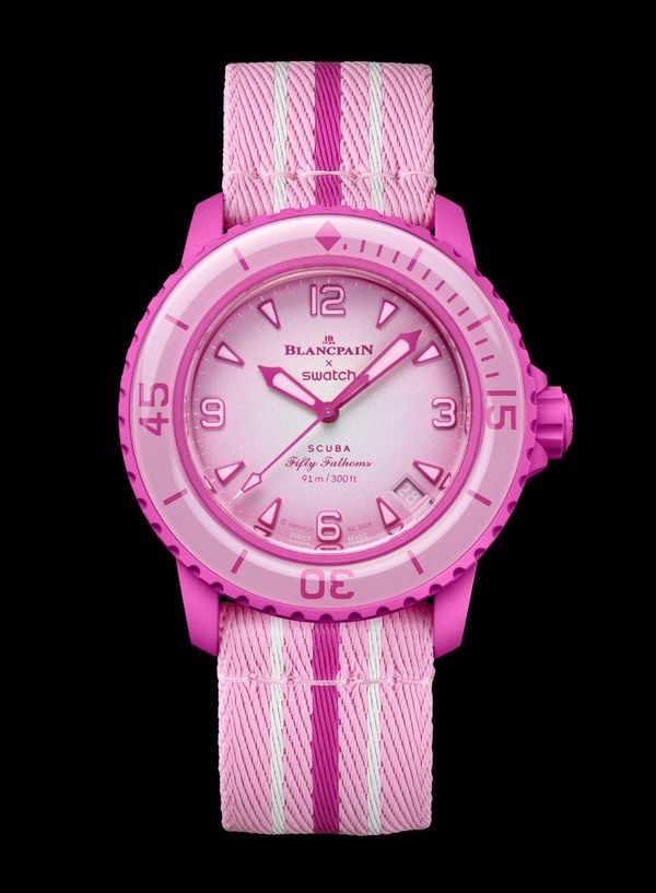 swatch blancpain roze oceaan bioceramic scuba hype horloge