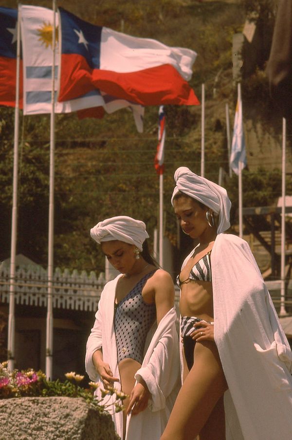 latina, vintage foto's, Reñaca Beach, Chili