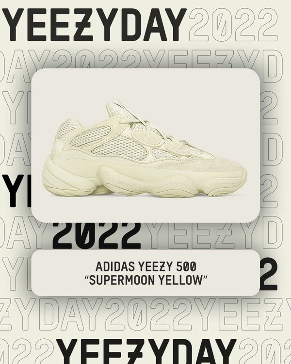 yeezy day 2022, nieuwe sneakers, releases, yeezy-500-supermoon-yellow