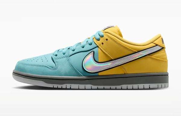 Nike SB Dunk Low Pro IR1888-700 nieuwe sneakers leuke colorway groen geel reflecterende swoosh