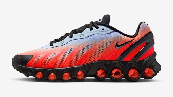 Nike AIR MAX DN8 nieuwe sneakers 50 procent korting herfst-sale 2025 oranje blauw zwart