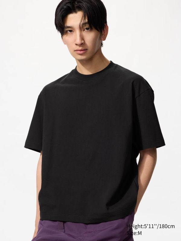 uniqlo boxy cropped t shirt zwart 100% katoen hype 14,95 euro