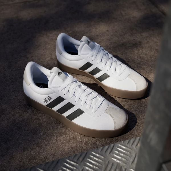 Adidas VL Court 3.0 goedkope samba sneakers wit met donkerblauwe strepen