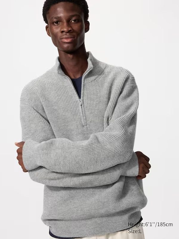 quarter zip trui uniqlo grijs 49 euro hype