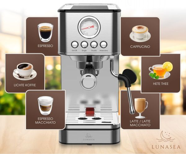 bol.com lunsea betaalbare design espressomachine piston korting goede reviews