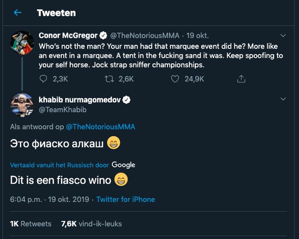 Conor McGregor vs Khabib Nurmagomedov Twitter
