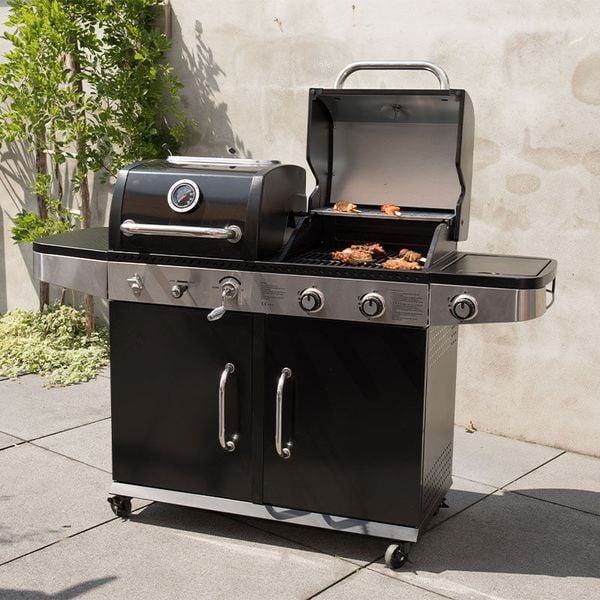 SUMM Magnus hybride barbecue gas houtskool korting bbq