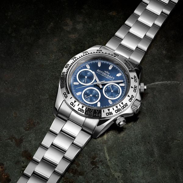 nieuw nederlands horloge rotorcraft cargo 129 euro zilver blauwe wijzerplaat