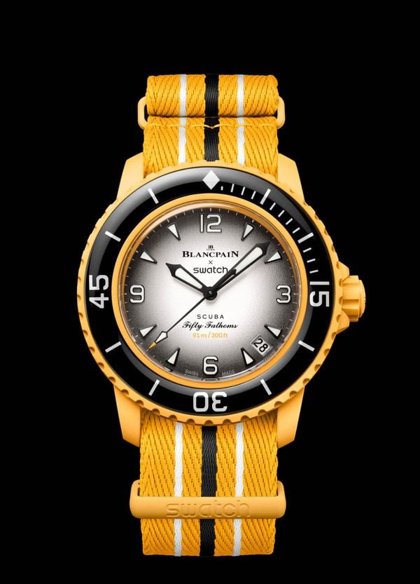 swatch blancpain horloges grote oceaan geel bioceramic scuba nieuwe hype horloge