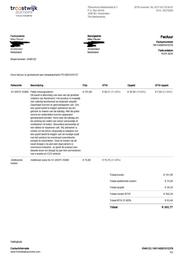 blind pallet goederen inkopen winst