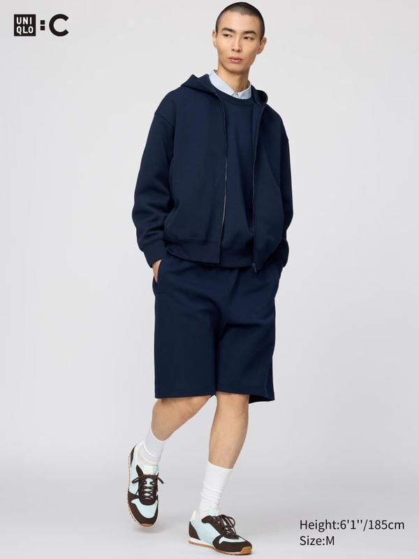 Uniqlo dropt wijde korte broek à €29,90 met perfecte skate-fit short sweatstof navy joggingbroek