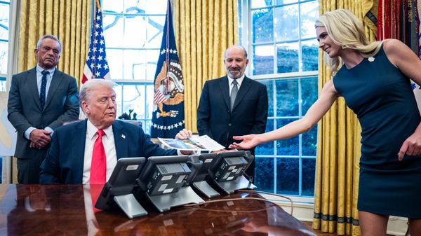 Dit casht Trump-fluisteraar Harp, die hem bespeelt als haar naam