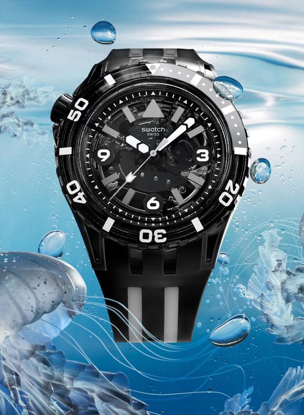 swatch scubaqua nieuwe hype-horloge zwart