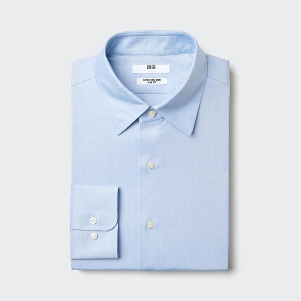 super non iron overhemd niet strijken geen kreuken roger federer lichtblauw shirt 35 euro