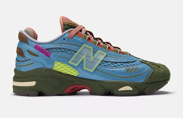 Salehe Bembury x New Balance 1000 nieuwe sneakers natuur smokey mountains kleuren blauw roze groen