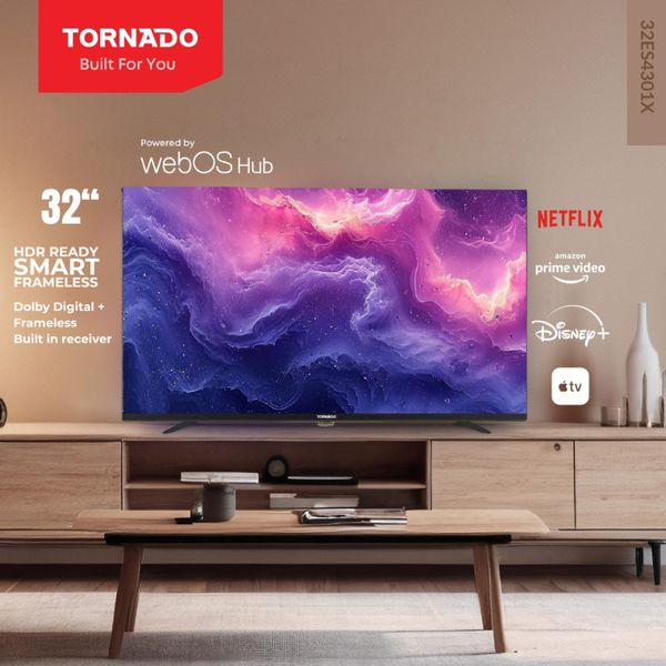 Tornado 32ES4301X Frameless 32 inch HD Smart LED TV 99 euro black friday korting