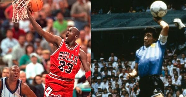 michael jordan, duurste sportshirt, chicago bulls, 1998, nba finale, maradona, hand van god