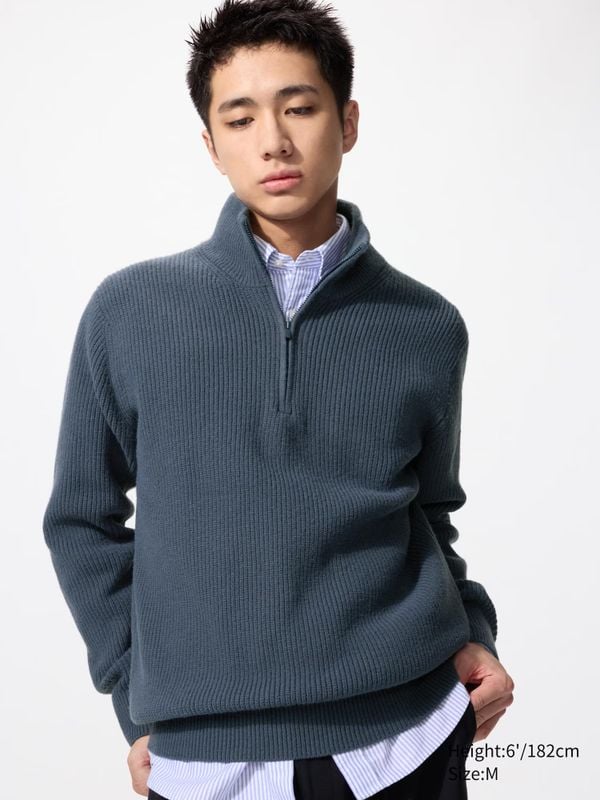 quarter zip trui uniqlo blauw 49 euro hype