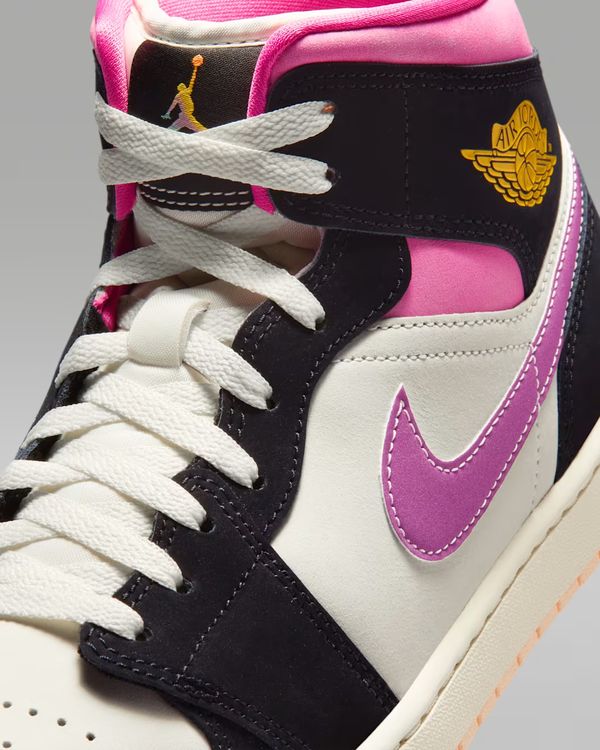 nike Air Jordan 1 Mid SE sneakers zwart roze wit perfecte colorway