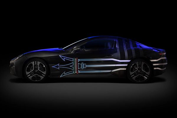 Maserati granturismo Folgore, eerste elektrische auto, 2023, 2025, zijkant
