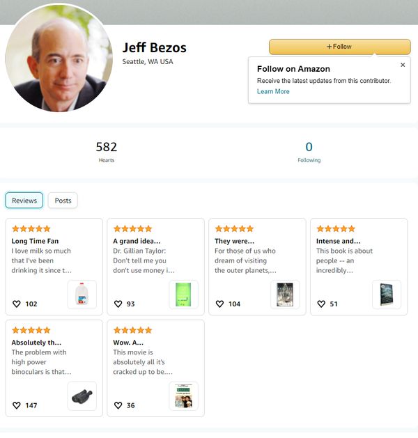 Reviews van Jeff Bezos op Amazon uit de oertijd van internet