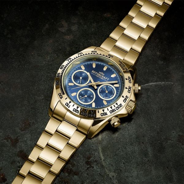 nieuw nederlands horloge rotorcraft cargo 129 euro goud blauwe wijzerplaat