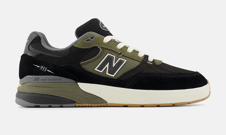 New Balance dropt twee nieuwe kleuren van skate-sneakers New Balance Numeric Andrew Reynolds 933 'Dark Olivine'