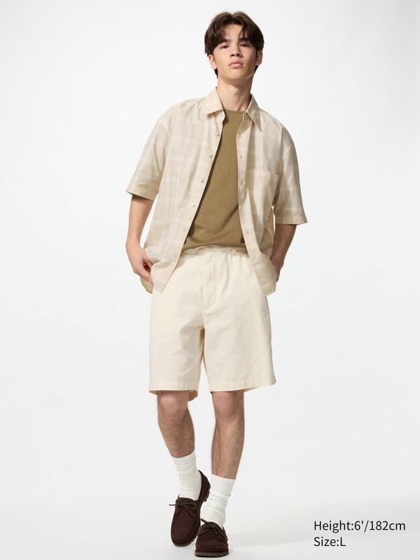 uniqlo chino gebroken wit perfecte relaxed-fit korte broek op knielengte