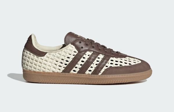 adidas samba beige bruine sneakers 130 euro gevlochten bovenwerk luchtig lente zomer 2026