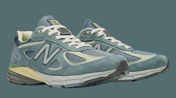 auralee new balance 990v4 nieuwe collabs sneakers groen 2025