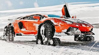 Lamborghini, Aventador, Sneeuw, Rupsbanden