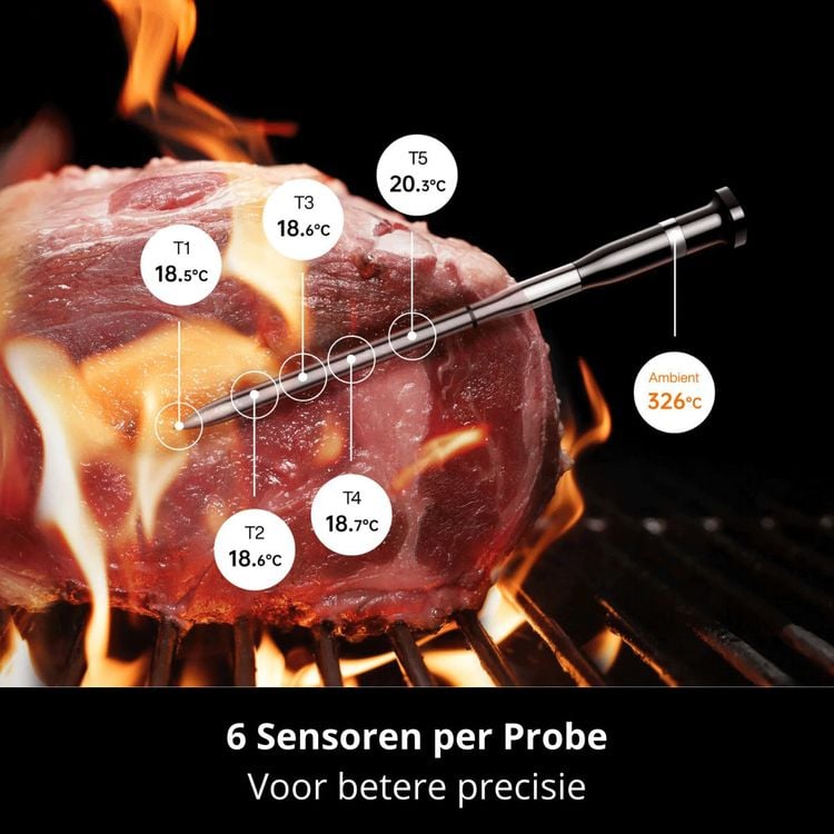 Met de Typhur Sync One garen topchefs hun vlees perfect. Nu scoor je deze draadloze vleesthermometer zelf voor een extra malse prijs.