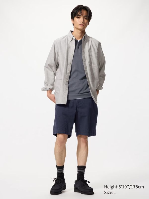 uniqlo chino gebroken navy perfecte relaxed-fit korte broek op knielengte