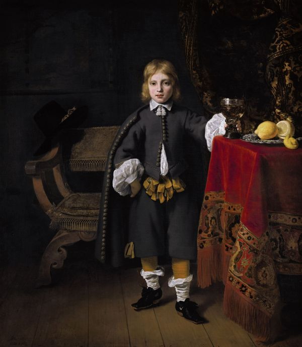 nike sneakers, nederlands schilderij, 17e eeuw, ferdinand bol, logo, portret van een 8 jarige jongen