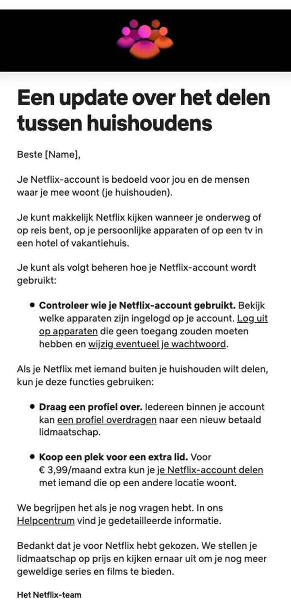 netflix, accountdelers, nederland, wachtwoord delen