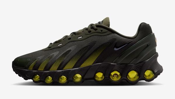 Nike AIR MAX DN8 nieuwe sneakers 50 procent korting herfst-sale 2025 geel-zwart