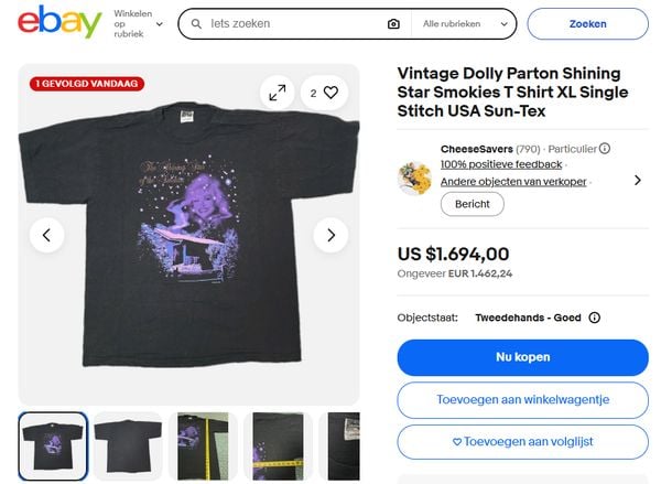 vintage dolly parton t-shirt kopen verkopen veel waard