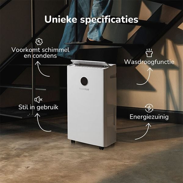 Bloomfold DryPure Luchtontvochtiger & Luchtreiniger korting wasdroogfunctie