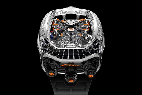Jacob & Co. Bugatti Chiron Tourbillon Baguette Black and Orange, horloge, nieuw