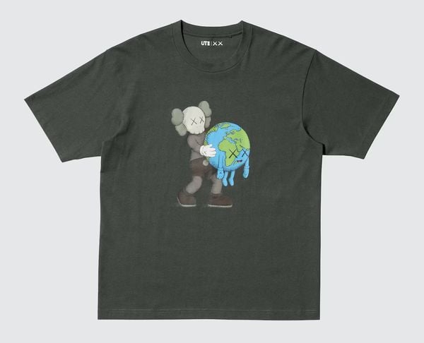 uniqlo kwas donkergrijs oversized t shirt